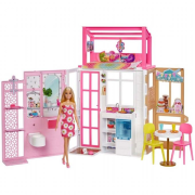 Barbie Hus med mbler tilbehr og dukke (HCD48)